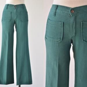 Vintage 1970s GREEN Sailor Bell-bottoms